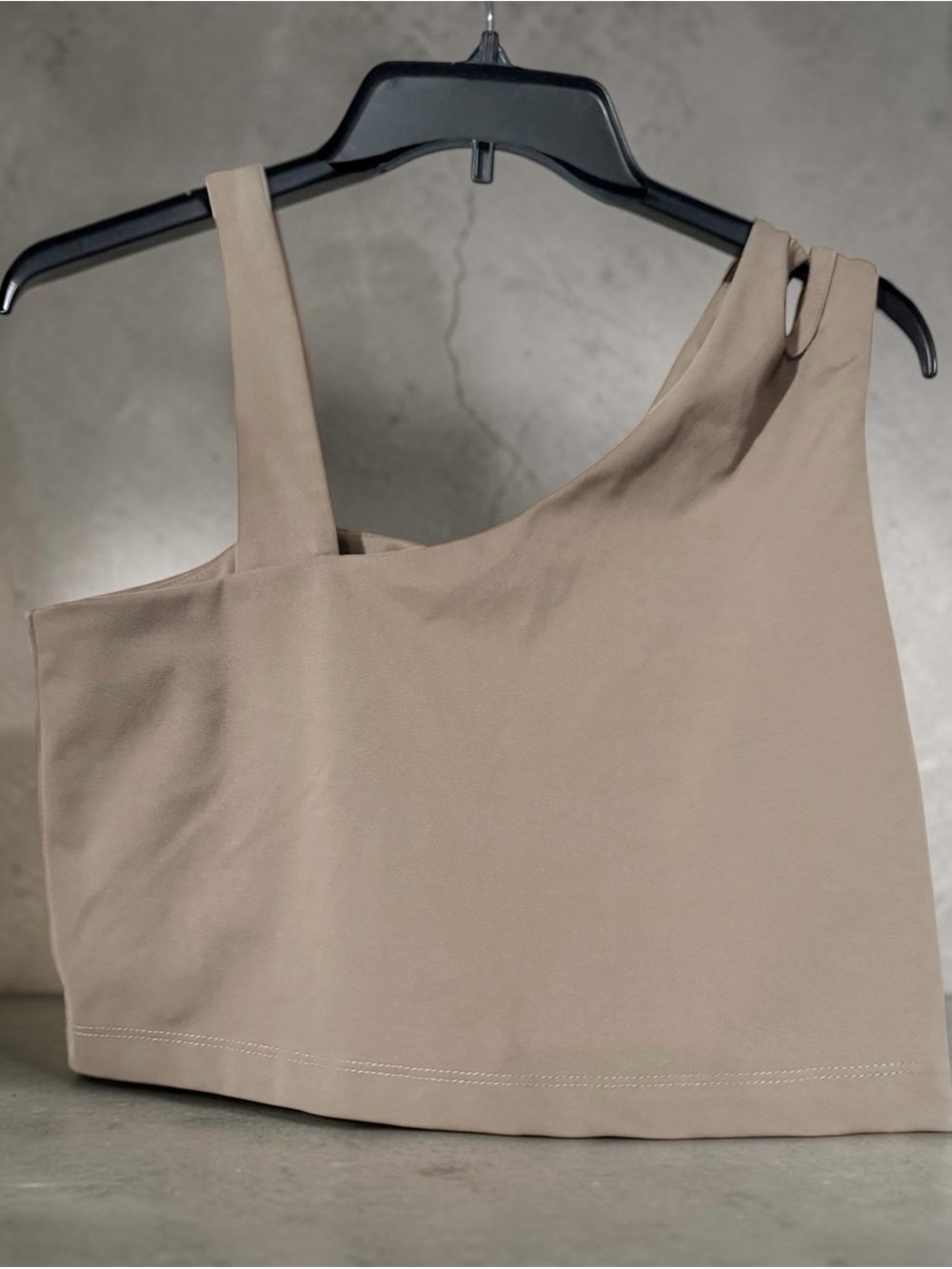 Sincerely Jules One-Shoulder Crop Top — Taupe